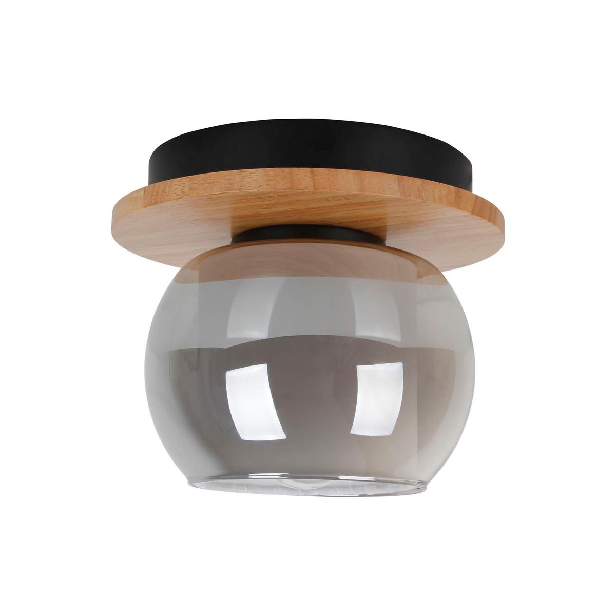 Deckenleuchte Kautschukholz - Schwarz/Naturfarben, Design, Glas/Holz (18/15cm) - Näve