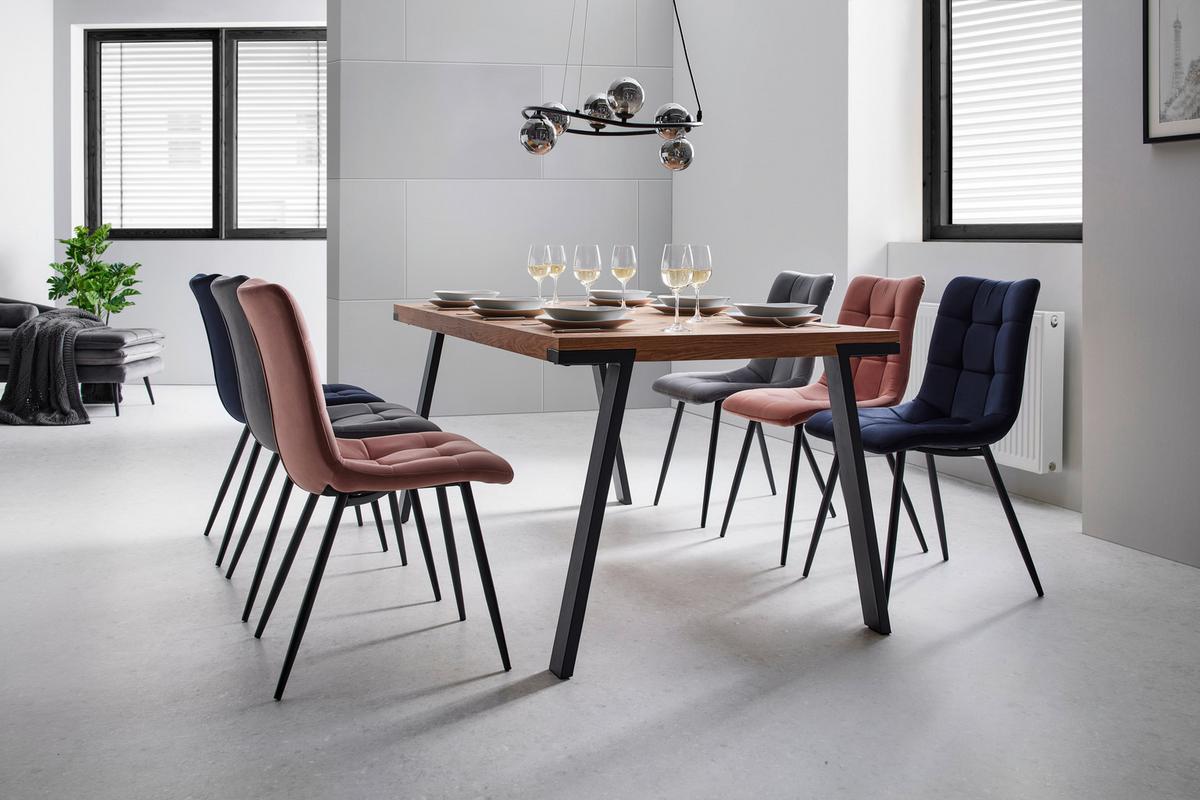 Elegantní židle SURI růžová - růžová/černá, Moderní, kov/dřevo (46/87/59cm) - Bessagi Home