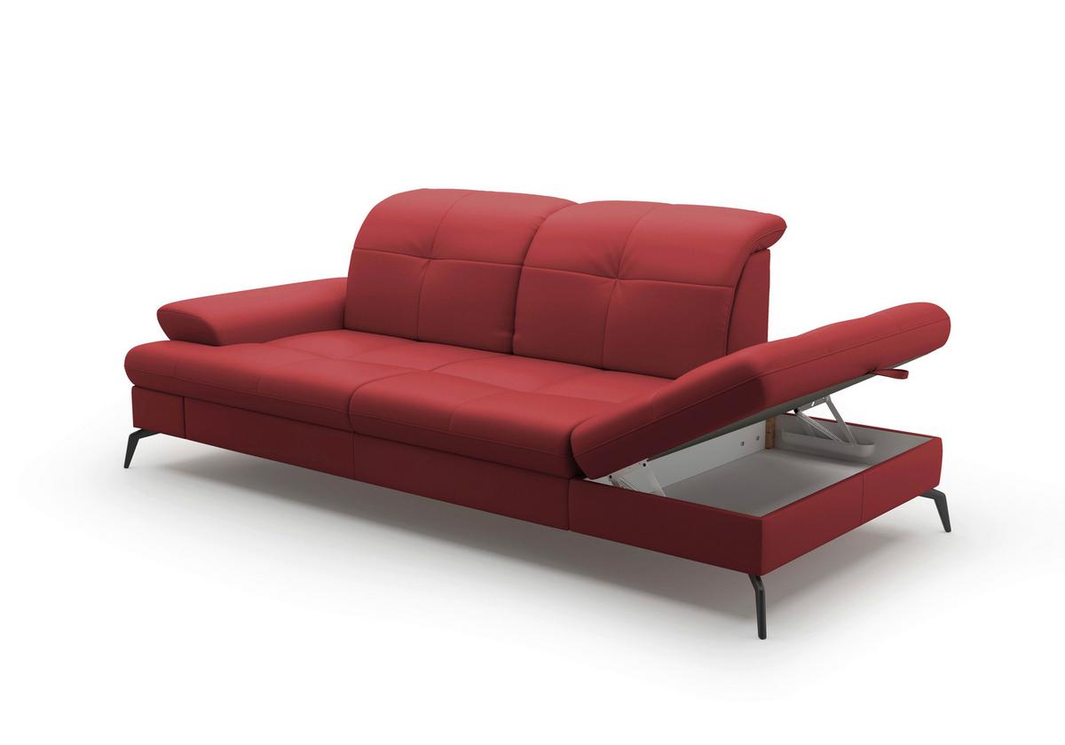 Récamiere Amica E, Rot B: 231 Cm - Rot/Schwarz, KONVENTIONELL, Leder (231/90/122cm) - Sit & More