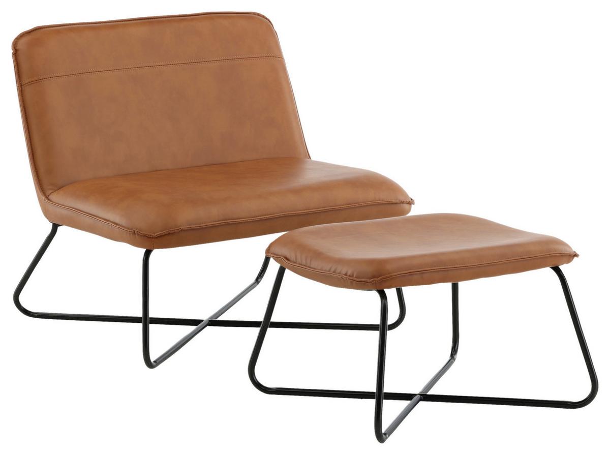 Sesselset X-Lounge - Schwarz/Braun, Design, Textil/Metall (78/71/75cm) - Livetastic
