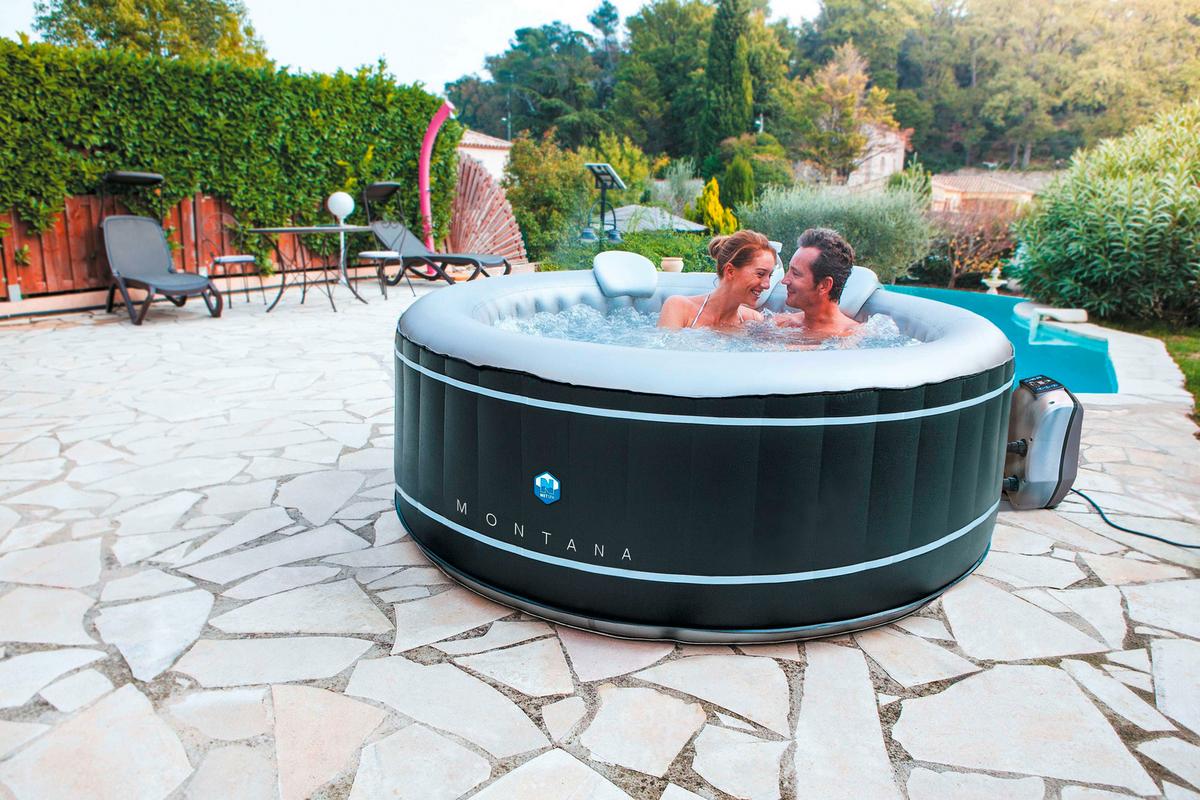 Whirlpool Aufblasbar Netspa Montana Ø 204 X H 70 cm - Schwarz, Basics, Kunststoff/Metall (204/70cm)