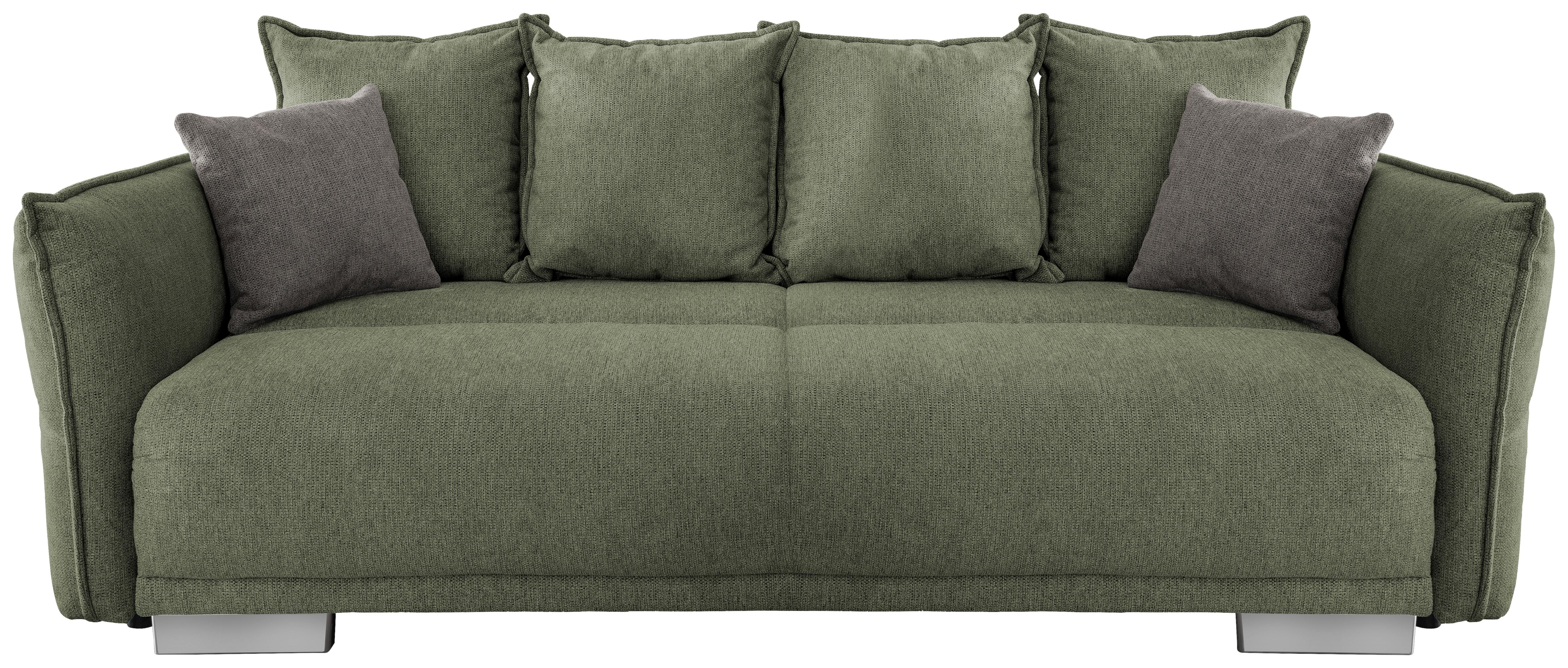 Bigsofa Pera, Dunkelgrün B: 242 cm - Chromfarben/Dunkelgrün, MODERN, Textil (242/71/90/131cm) - Livetastic