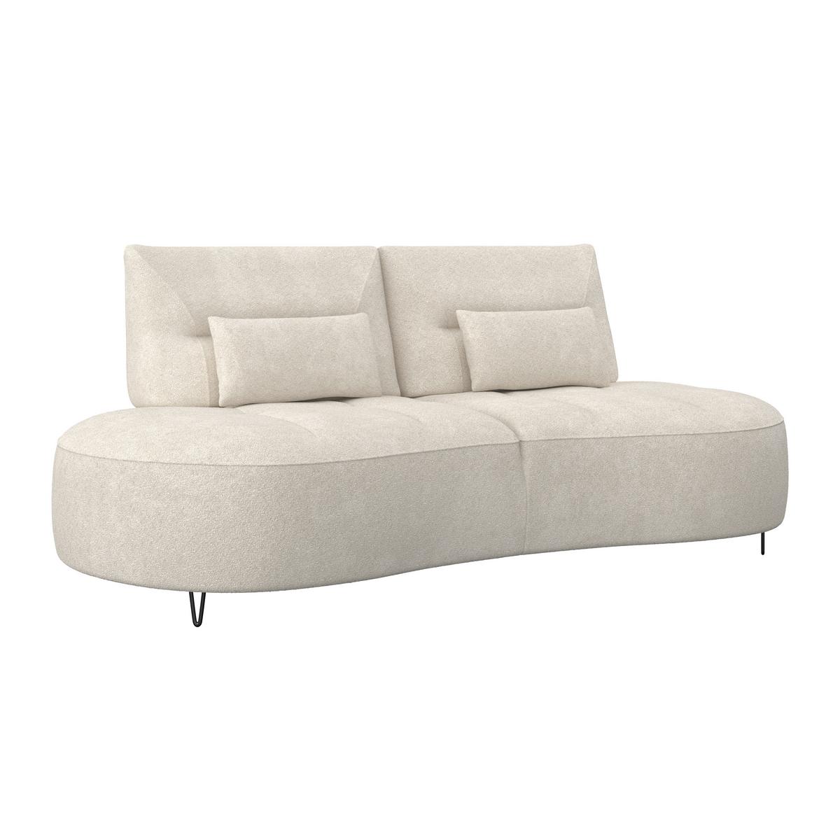 Dvoumístná pohovka BENNY, béžové buklé, max. 360 kg - černá/béžová, Moderní, kov/dřevo (224/85/114cm) - Bessagi Home