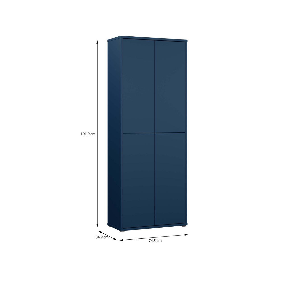 Botník modrá barva - šedá/tmavě modrá, Moderní, kompozitní dřevo/plast (74,5/191,9/34,9cm)