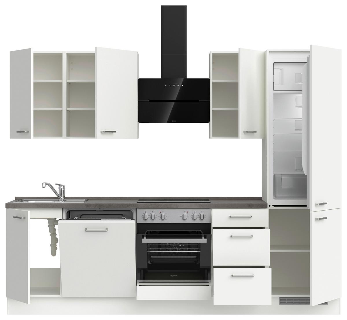 KÜCHENLEERBLOCK TOUCH HIGH - LINE, H6 RECHTS - Weiß/Grau, MODERN, Holzwerkstoff (270cm) - Nobilia