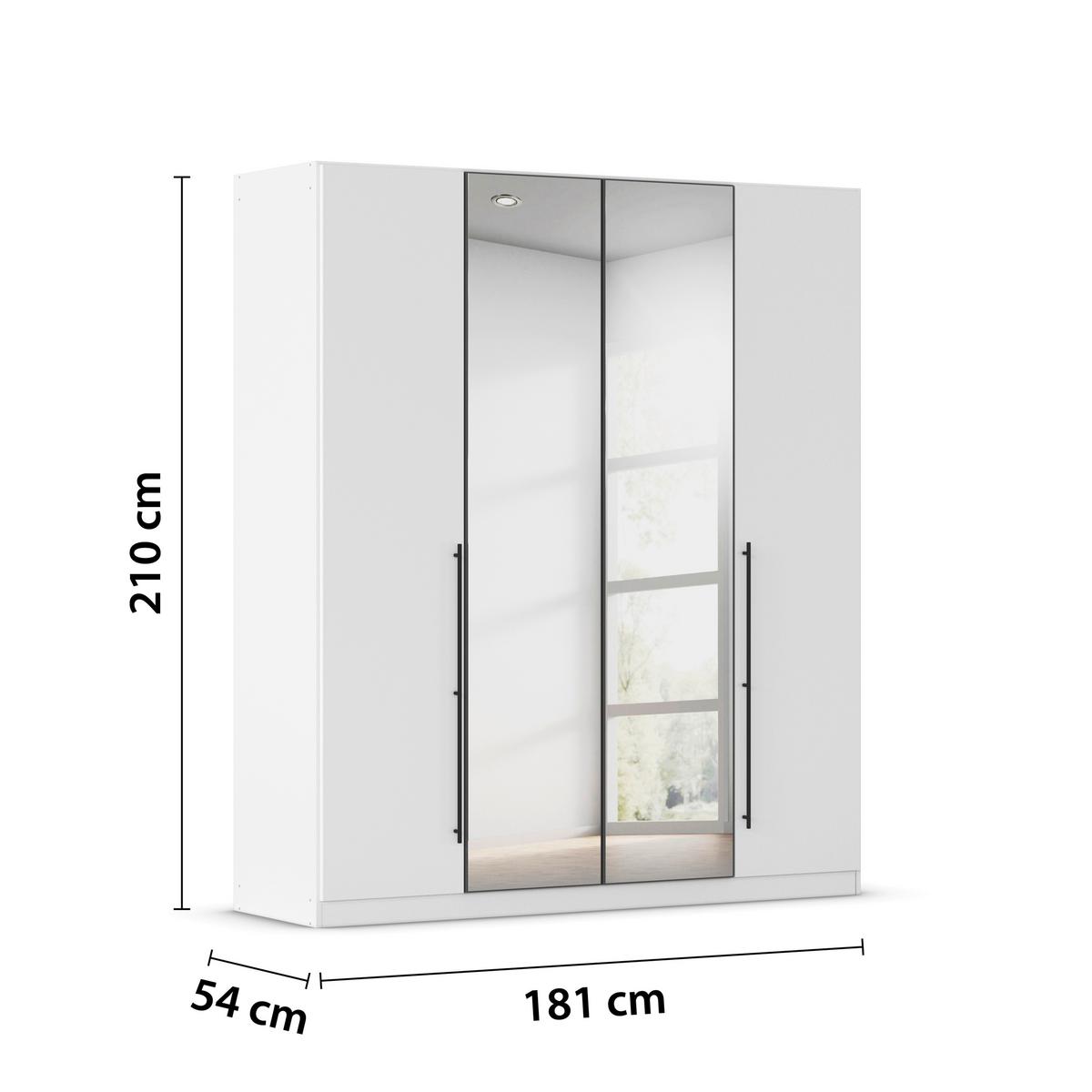 Kleiderschrank Safari mit Spiegel B: 181 cm - Champagner/Weiß, KONVENTIONELL, Holzwerkstoff (181/210/54cm)