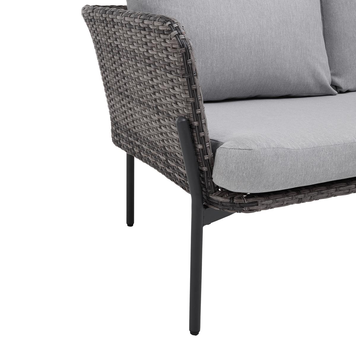 Zahradní sedací souprava ZOPHIA - šedá/černá, Moderní, kov/textil (294/68/77cm) - Bessagi Garden