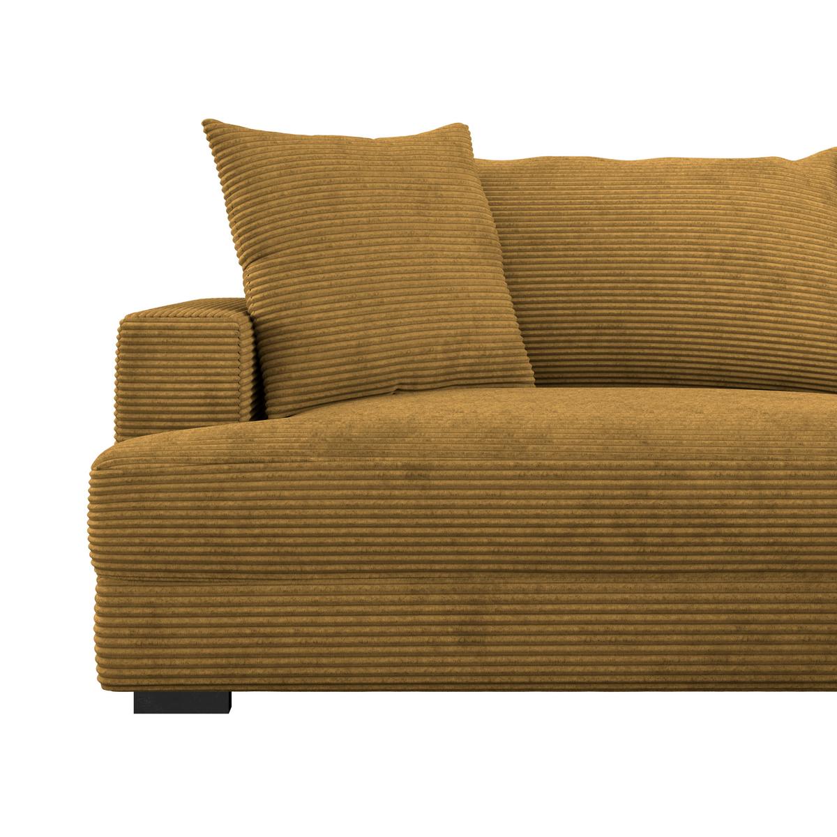 Rohová sedačka PELLE, pravá, hořčicově žlutý manšestr - černá/hořčicově žlutá, Moderní, textil (265/180cm)