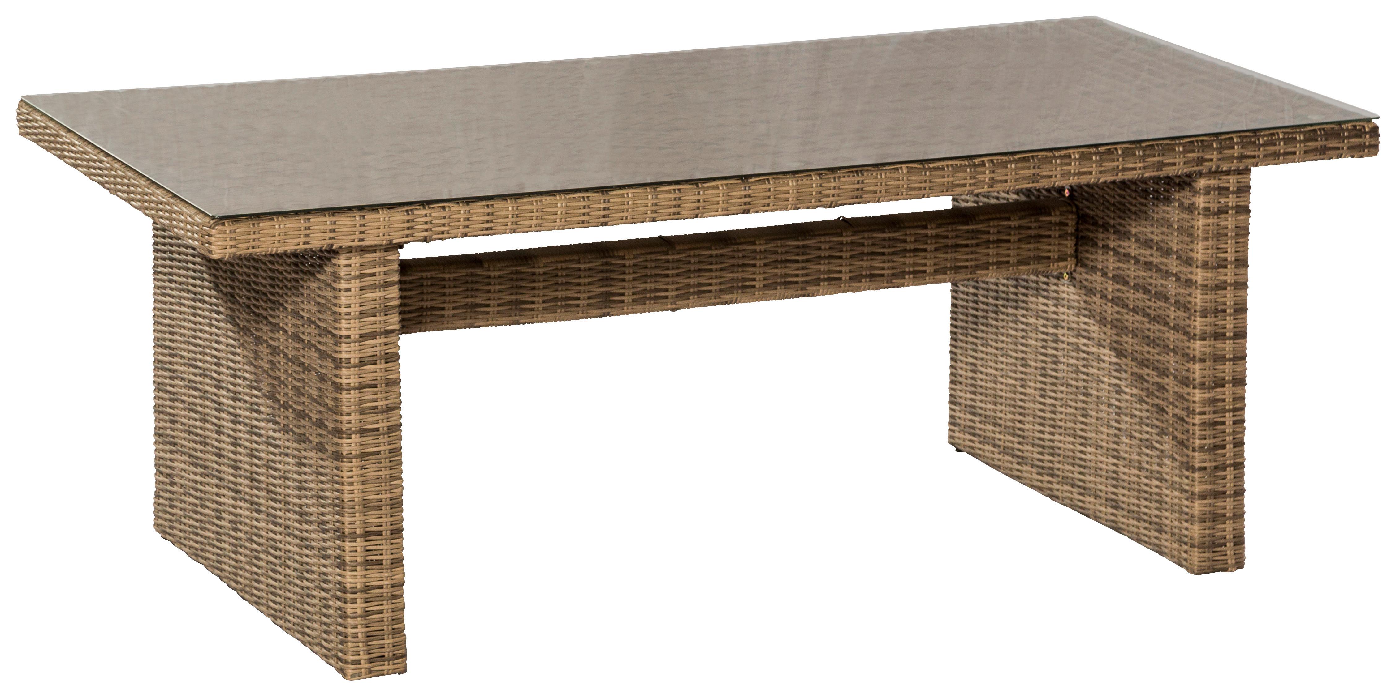Gartentisch Riviera Kunststoff/Metall/Glas L 200cm - Naturfarben, MODERN, Glas/Kunststoff (200/100/78cm) - Gardenson