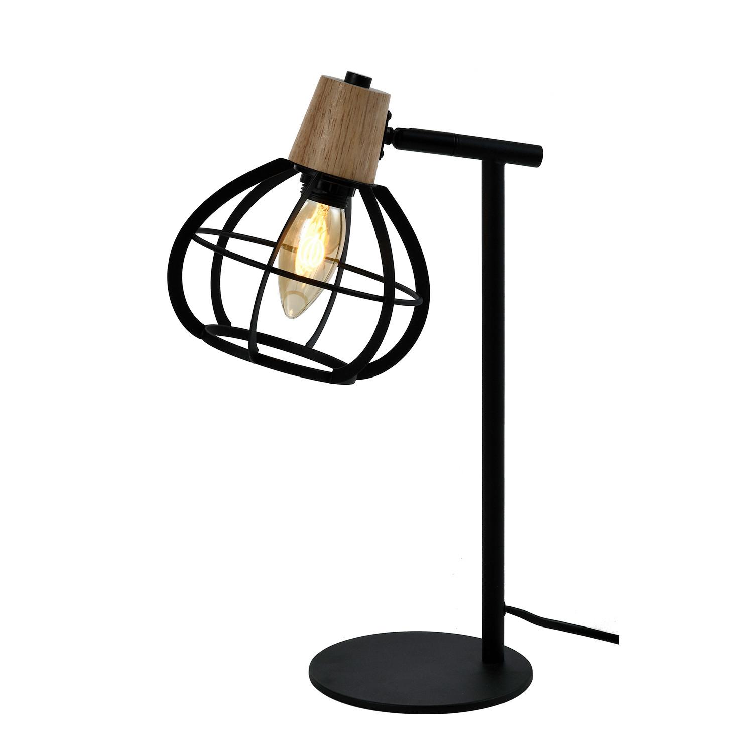 Tischleuchte Schwarz Akaziefarben L: 22 Cm - Schwarz/Akaziefarben, Design, Holz/Metall (22/13/38cm)