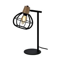 Tischleuchte Schwarz Akaziefarben L: 22 cm - Schwarz/Akaziefarben, Design, Holz/Metall (22/13/38cm)