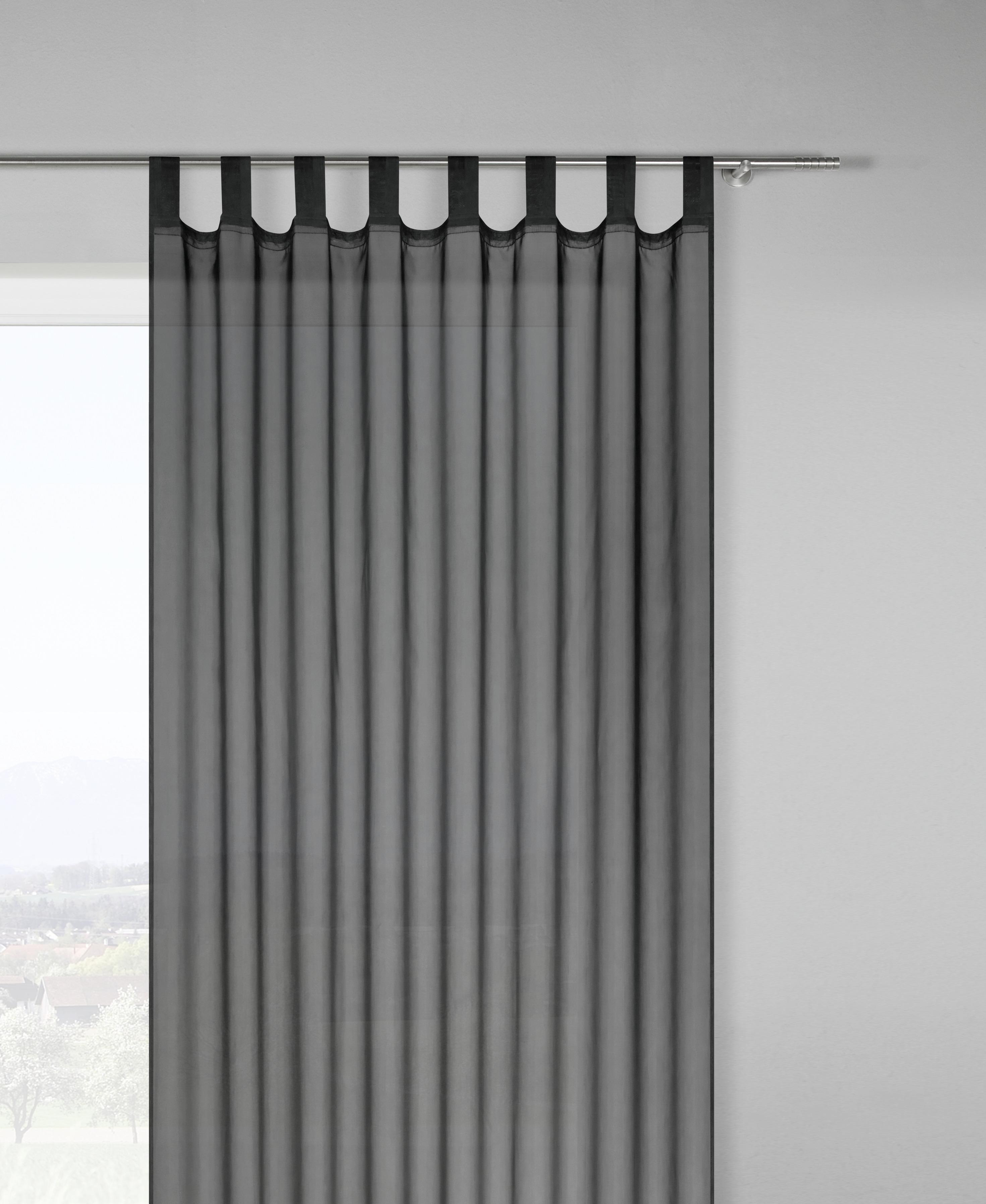 Závěs S Poutky Hanna 2ks-Cen. Trhák,140/245cm - antracitová, textil (140/245cm) - Based