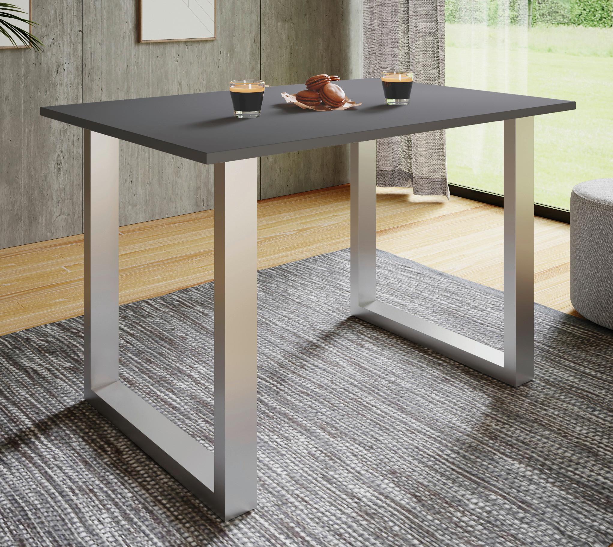Esstisch Xona Anthrazit/Silberfarben - Anthrazit/Silberfarben, Basics, Holzwerkstoff/Metall (140/80/76cm) - MID.YOU