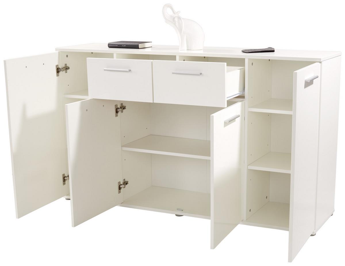 KOMODA CHRISTIAN NEW 3 - biela/hliníková, Modern, kompozitné drevo/plast (160/85/35cm)