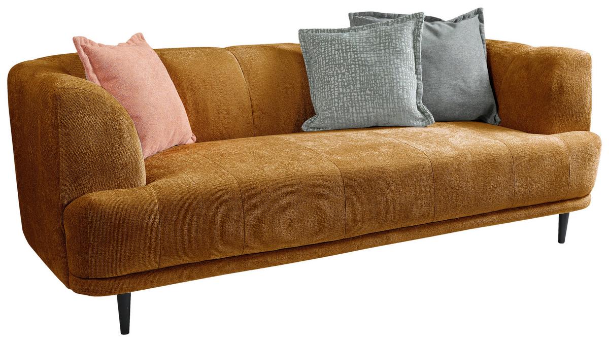 3-sitzer-sofa Lou Goldfarben/schwarz, 226 Cm - Goldfarben/Schwarz, Design, Textil (226/77/106cm) - MID.YOU