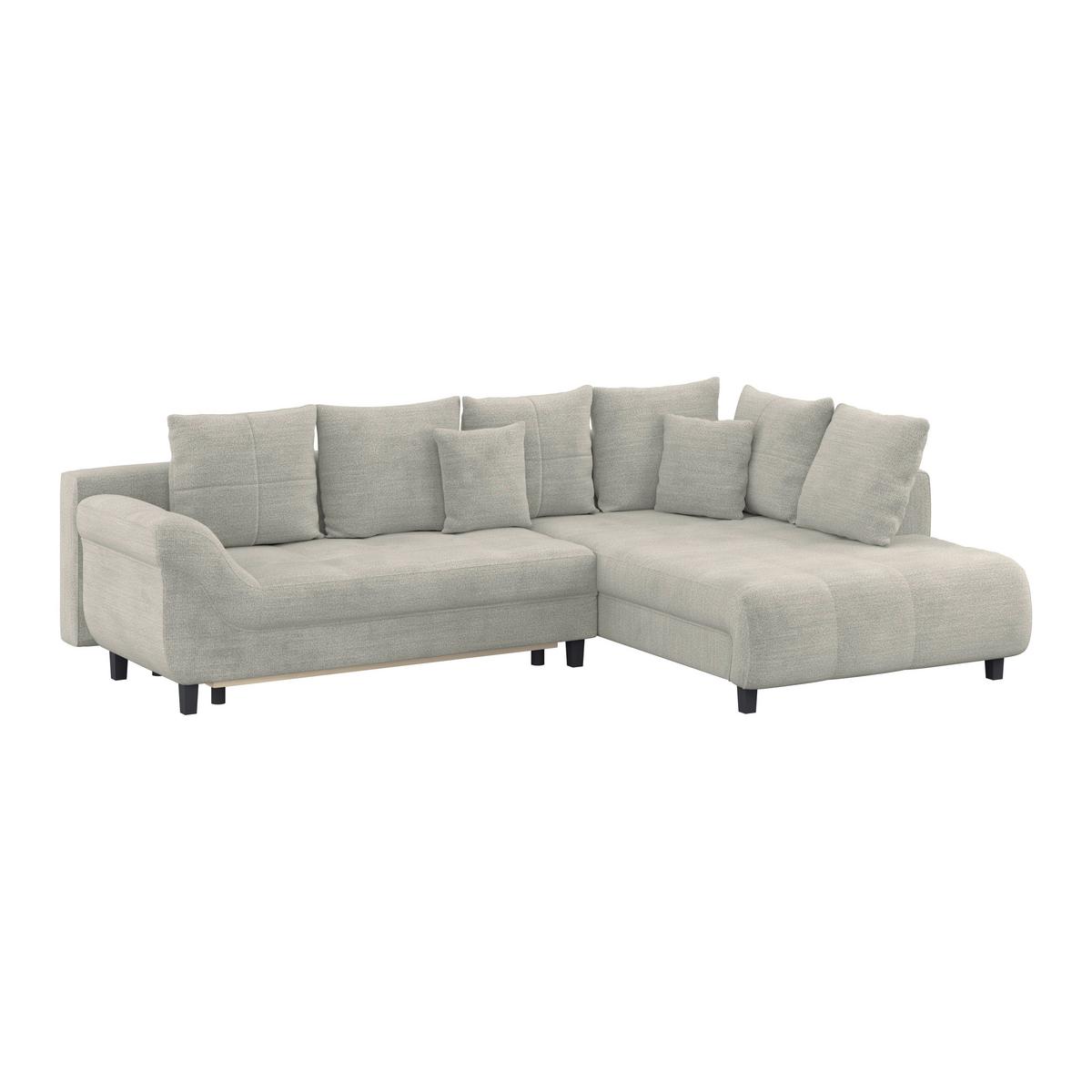 Ecksofa Mit Schlaffunktion Mendoza New Chenille 309x197cm - Schwarz/Grau, KONVENTIONELL, Textil (309/197cm) - Ondega