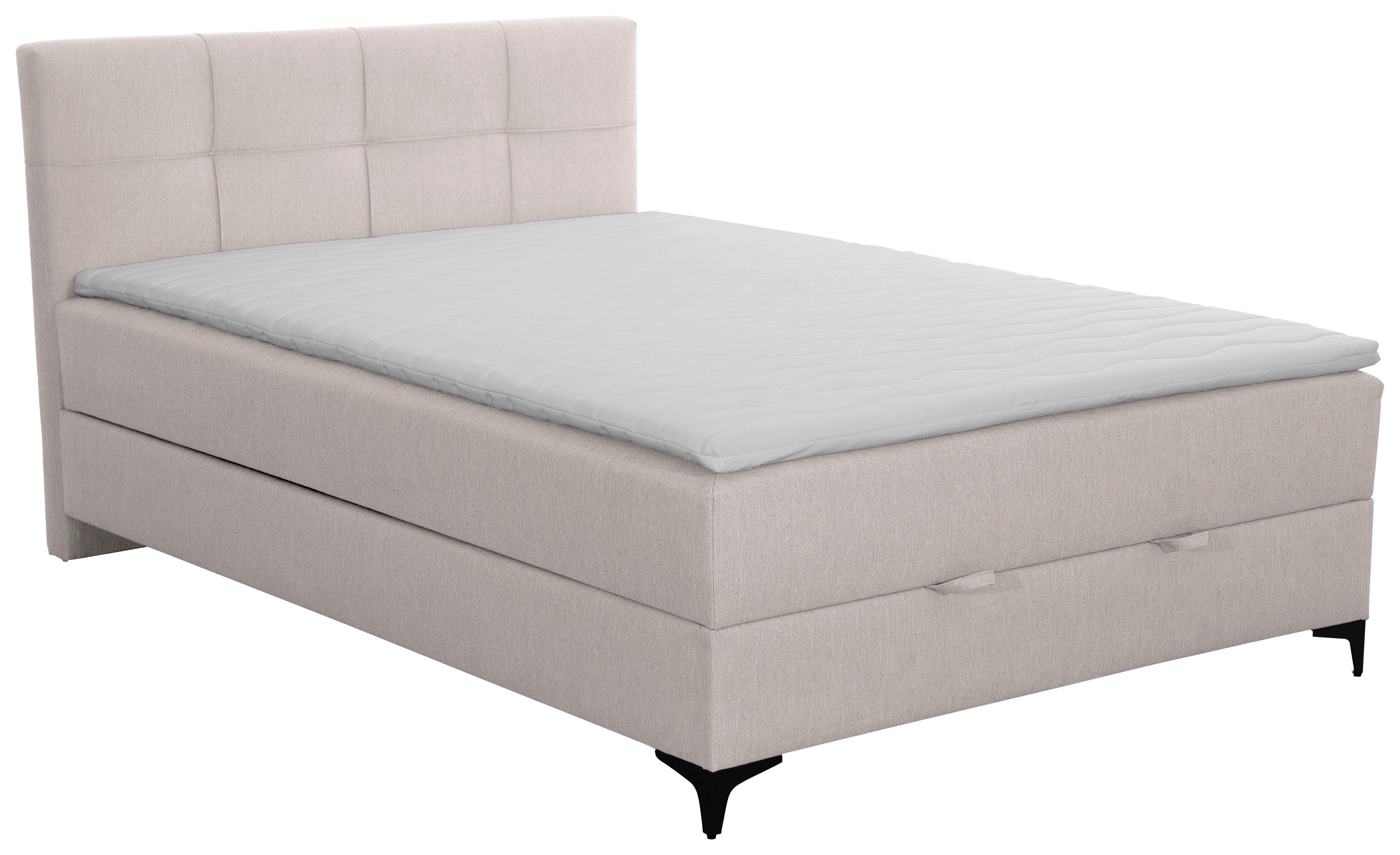 Polsterbett mit Matratze 140x200 Freddie Beige - Beige/Schwarz, KONVENTIONELL, Textil (140/200cm)