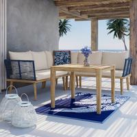 JEDÁLENSKÁ TERASOVÁ SÚPRAVA JULINA - farba akácie/krémová, Modern, kov/drevo (205/76/72cm) - Bessagi Garden