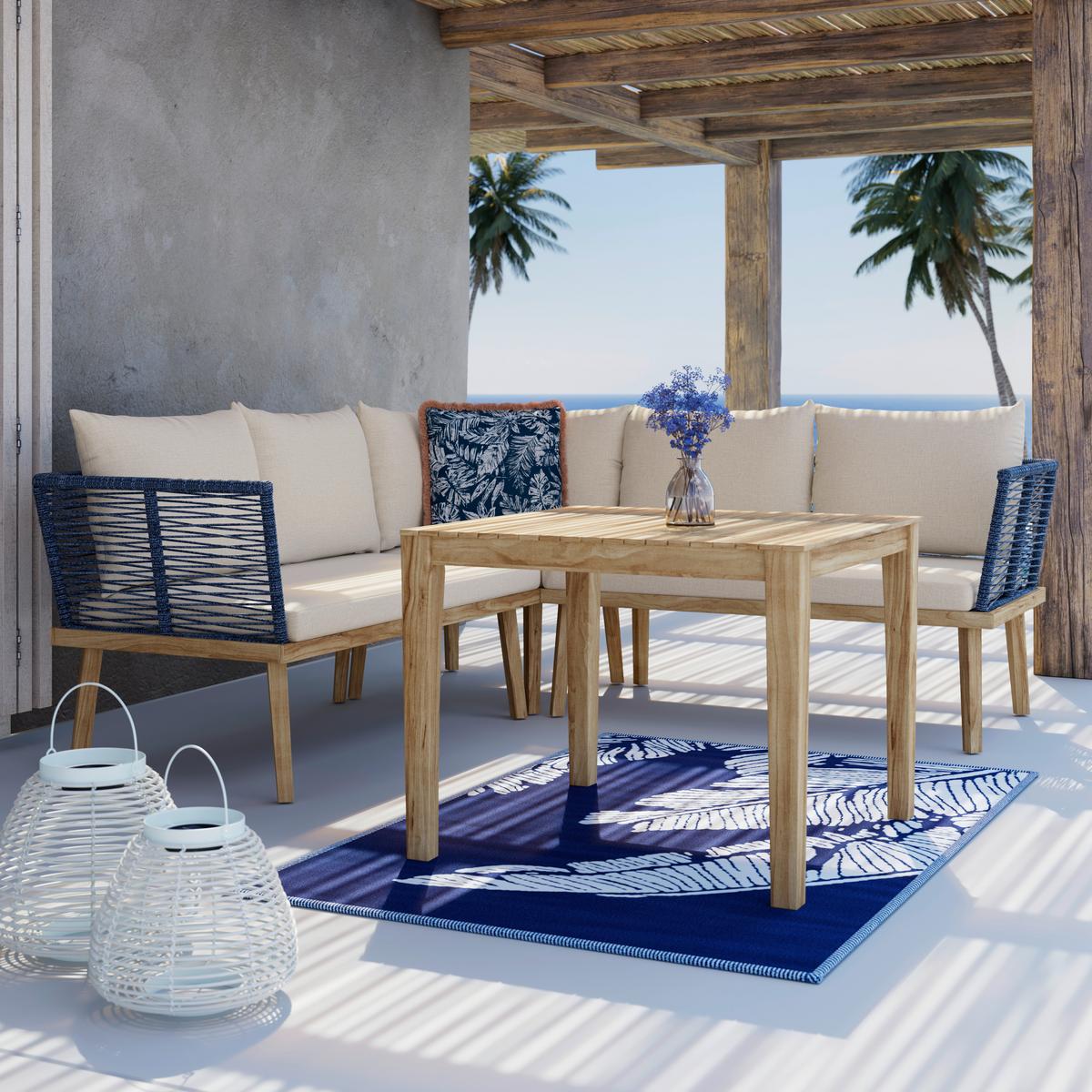 JEDÁLENSKÁ TERASOVÁ SÚPRAVA JULINA - farba akácie/krémová, Modern, kov/drevo (205/76/72cm) - Bessagi Garden