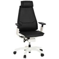 Drehstuhl Genidia  Pro White Echtleder Schwarz Bis 120kg - Schwarz/Weiß, MODERN, Leder/Kunststoff (57/119/46cm) - MID.YOU
