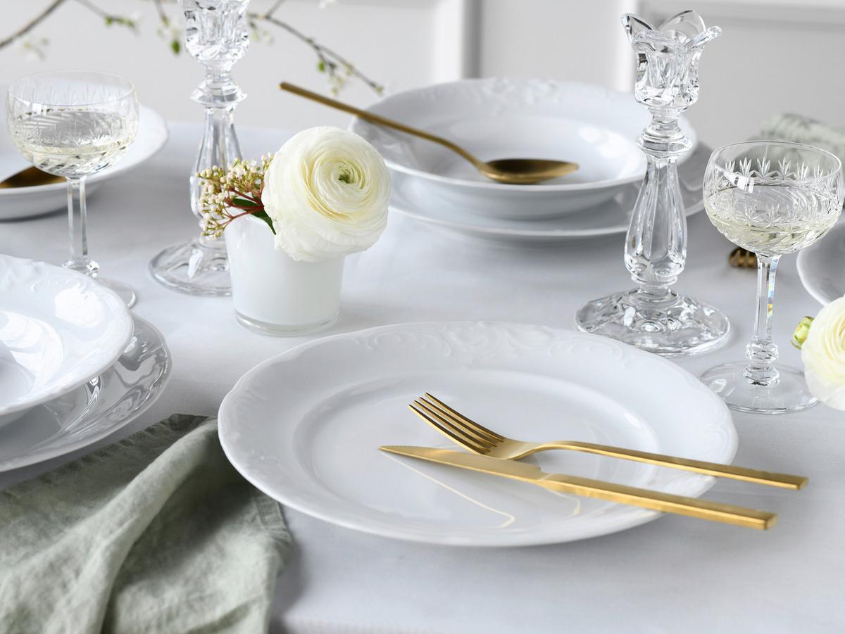 Tafelservice Frederike Weiss Porzellan, 6 Pers., 12-teilig - Weiß, Basics, Keramik - Creatable