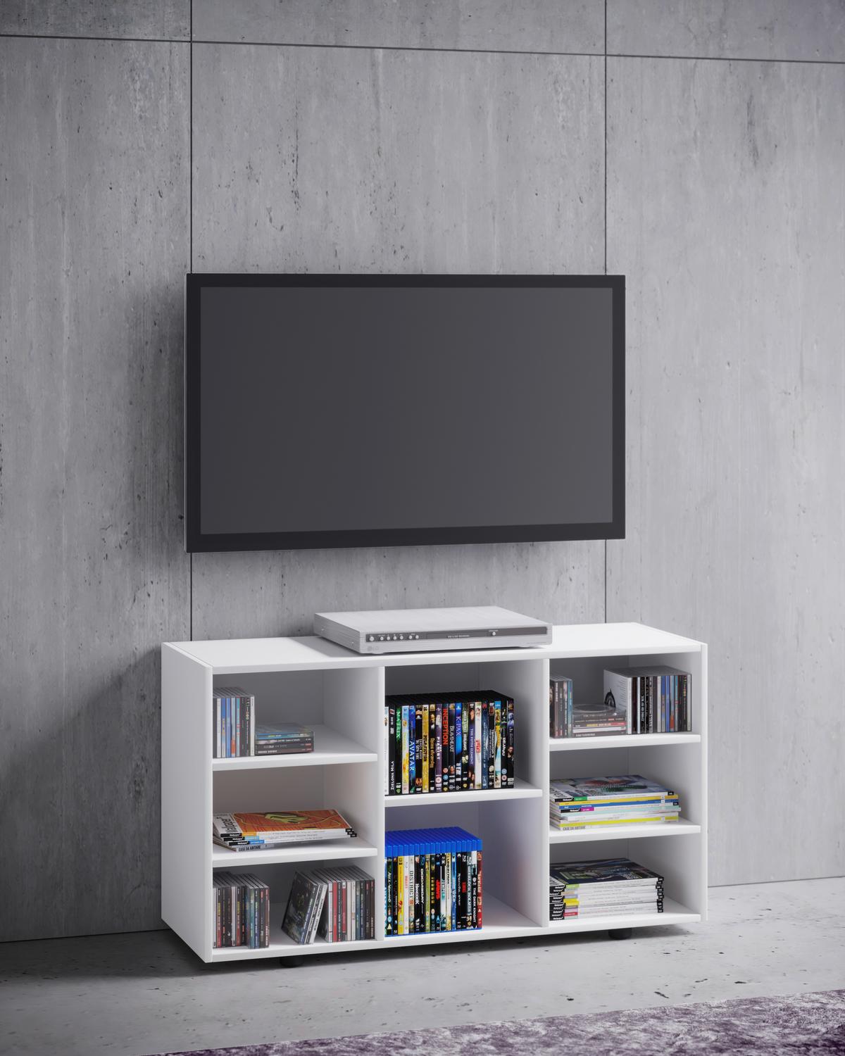 Bílý regál, š: 114 cm FETINO - bílá/černá, Moderní, kompozitní dřevo/plast (114/60/40cm) - MID.YOU