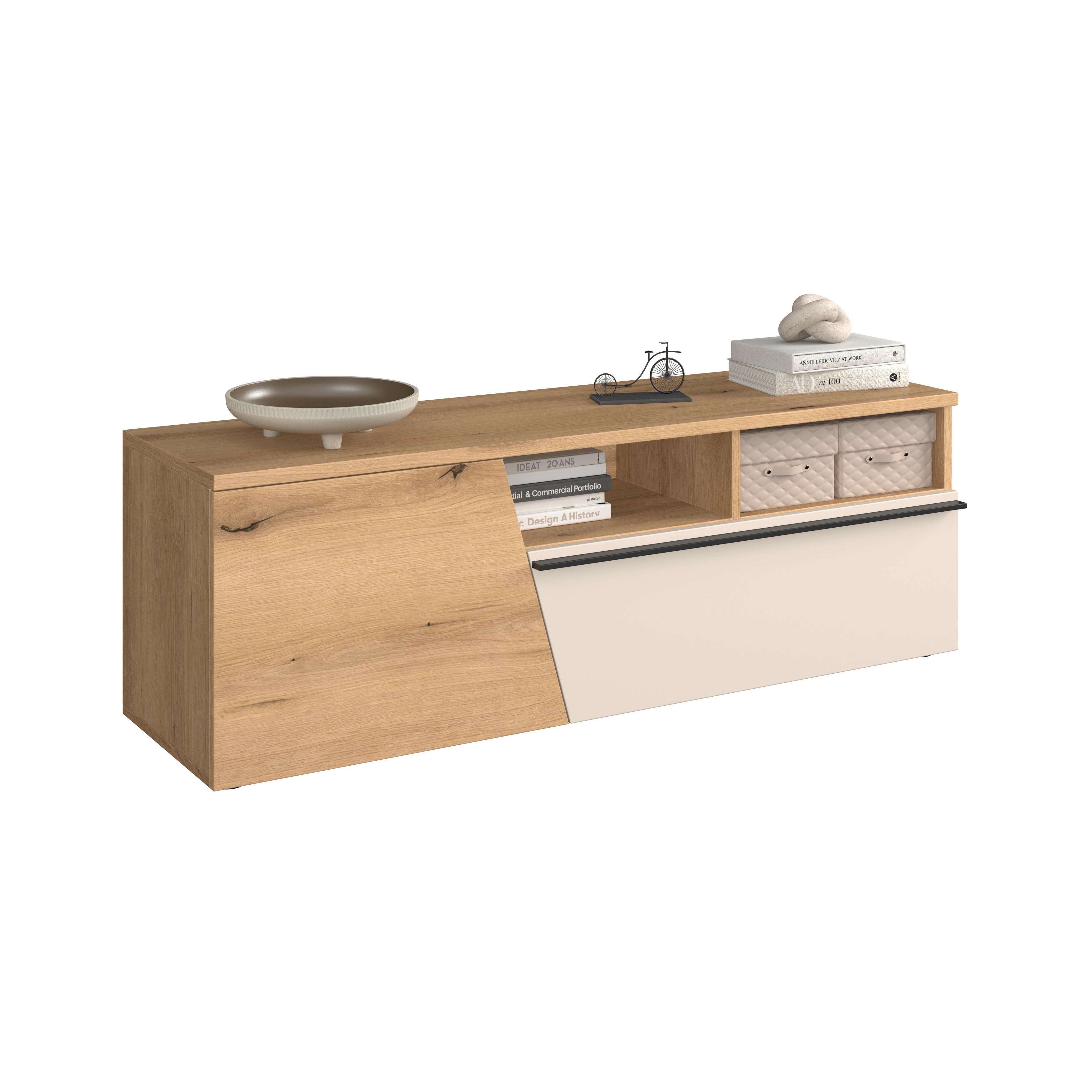 TV-Lowboard Venedig NEW Eichefarben/Kaschmir B: 140 cm - Kaschmir/Eichefarben, MODERN, Holzwerkstoff (140/47/40cm)