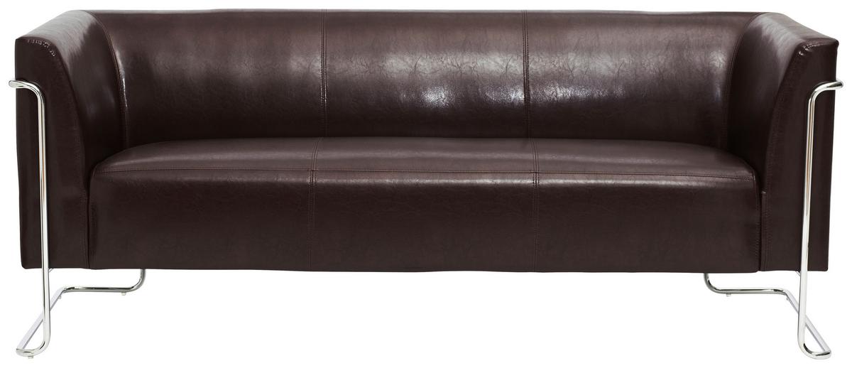 3-Sitzer-Sofa Curacao Dunkelbraun Lederlook B: 179cm - Dunkelbraun/Silberfarben, MODERN, Textil (179/71/74cm) - MID.YOU
