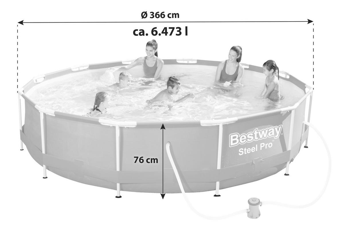 Bazén PATRIC, Šírka/výška: 366/76 cm - bílá/modrá, kov/plast (366/76cm) - Bestway