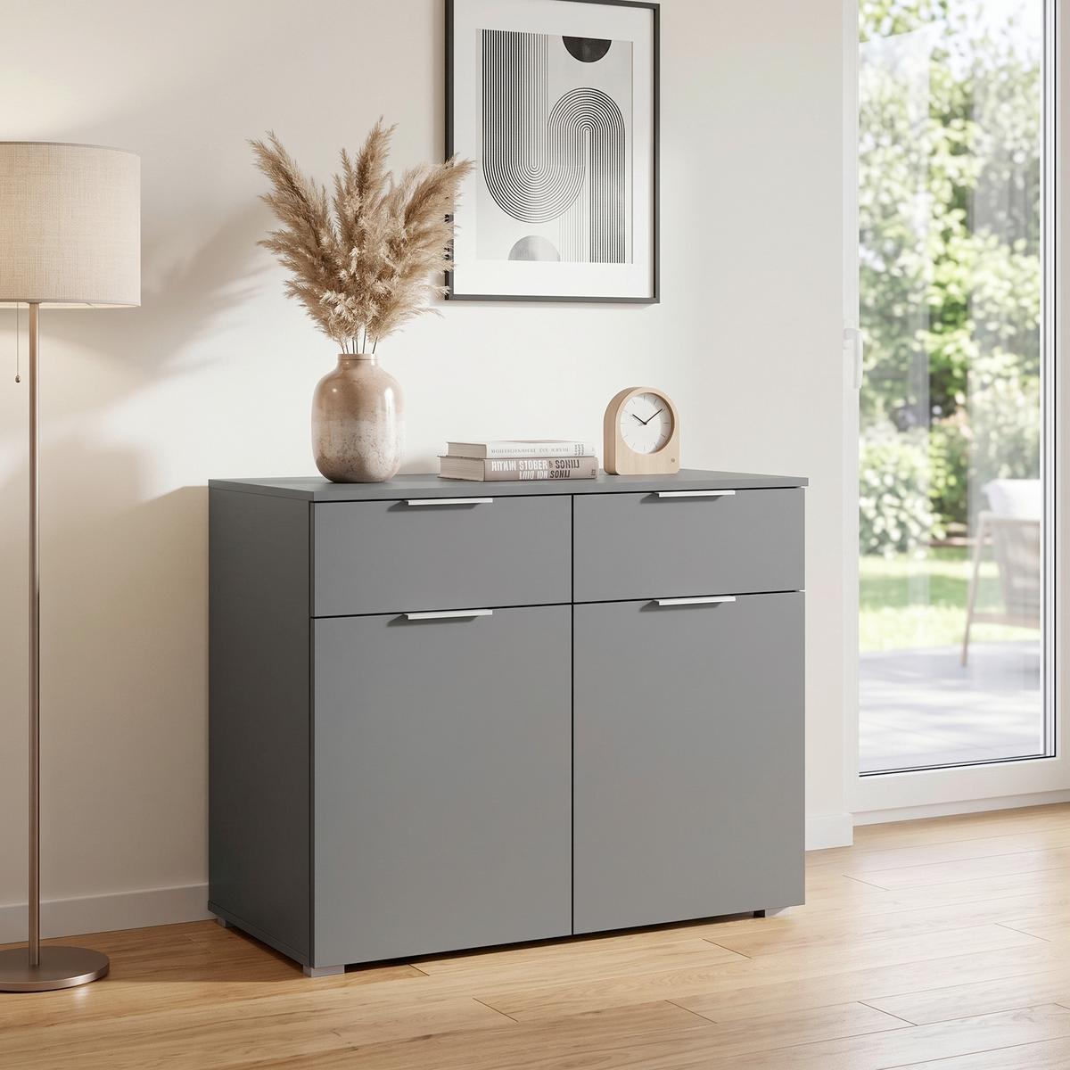 KOMMODE Alabama, Grau B: 80 cm - Alufarben/Grau, MODERN, Holzwerkstoff (93/81/42cm) - Rauch Möbel