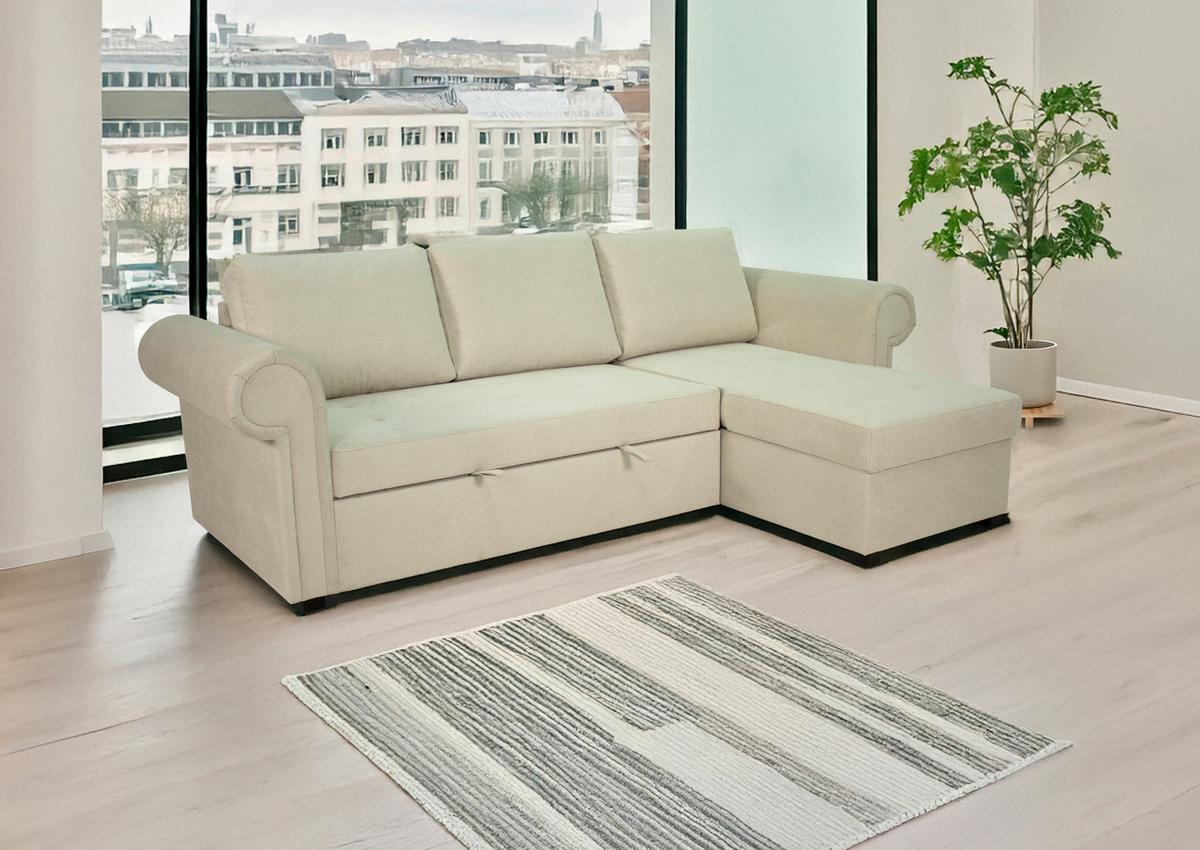 Ecksofa Oslo Creme B: 260 cm - Creme, ROMANTIK / LANDHAUS, Textil (260/85/155cm) - James Wood