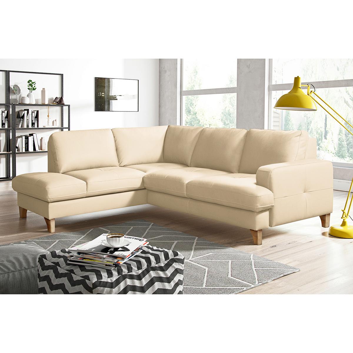 Ecksofa Fargo Beige B: 190x234 Cm - Beige/Buchefarben, Design, Leder/Textil (190/234cm) - Livetastic