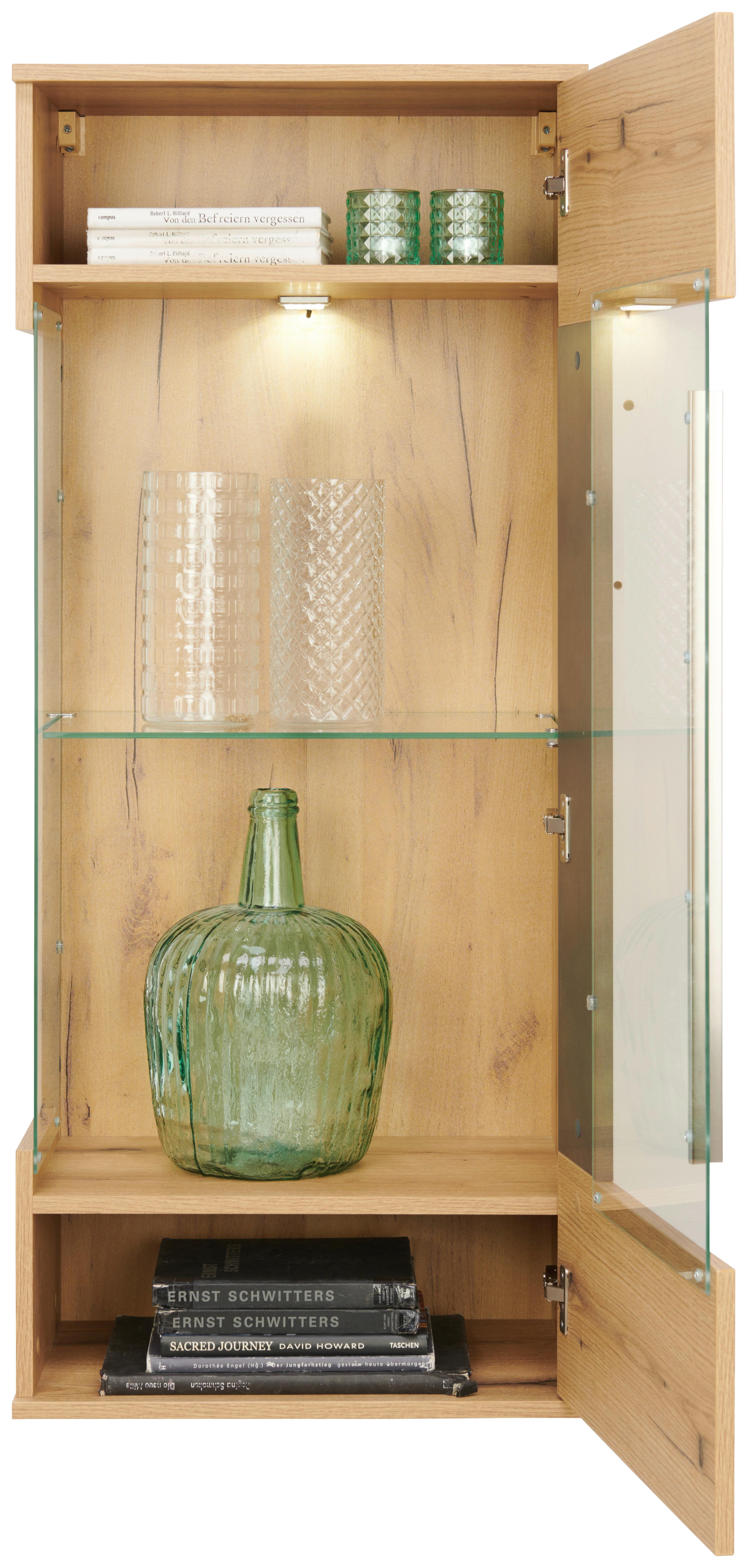 Hängevitrine Limit B: 53 cm Matera/Coast Evoke Eiche Dekor - MODERN, Glas/Holzwerkstoff (53/125/35cm)