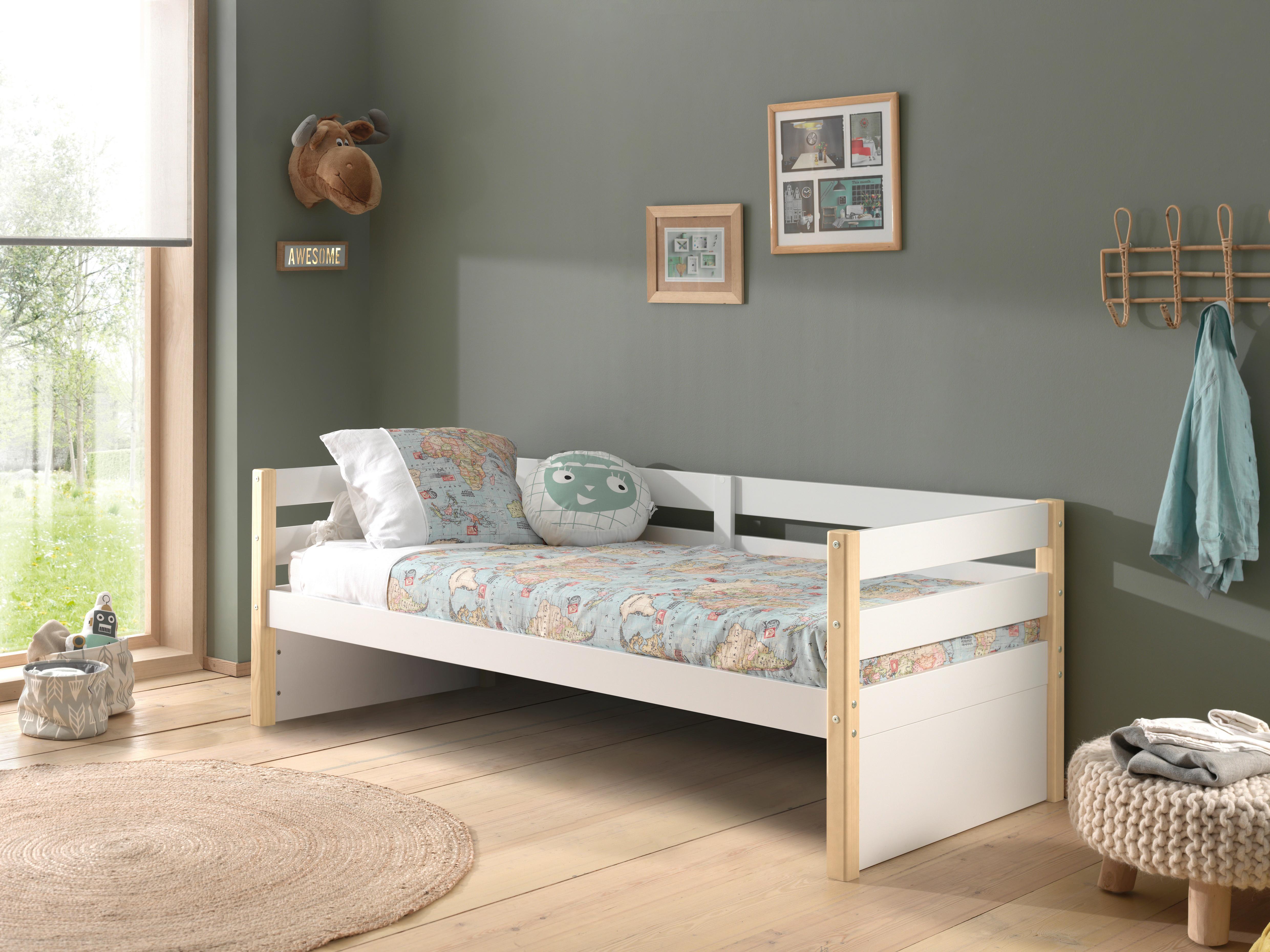 Bett Margrit Weiß 90x200 Cm - Weiß/Kieferfarben, MODERN, Holz/Holzwerkstoff (90/200cm) - MID.YOU