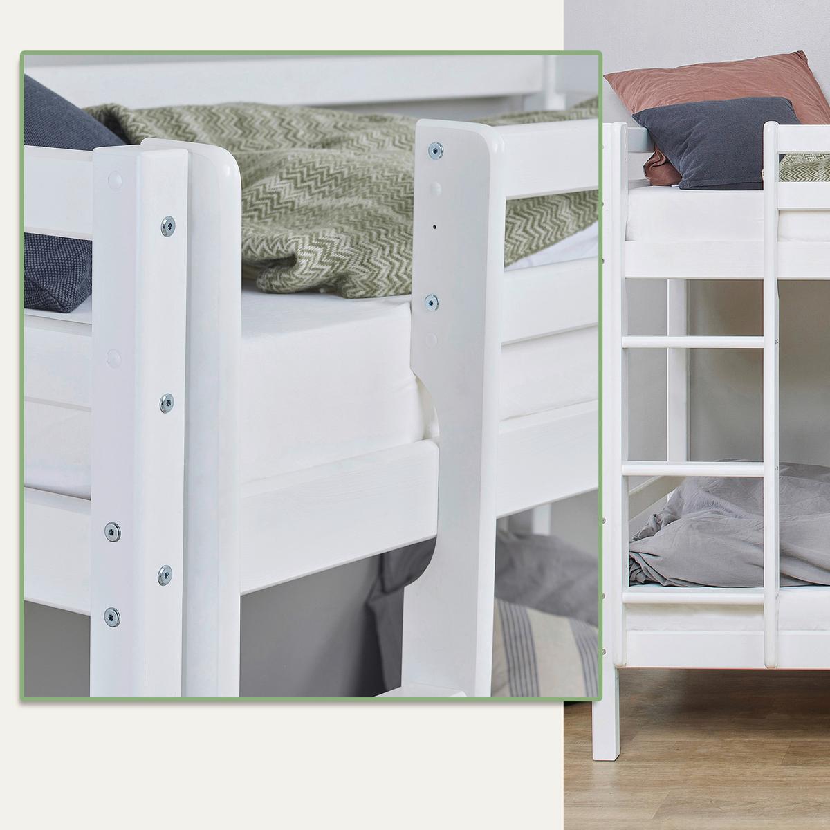 Etagenbett Eco Dream Weiß, Lf: 90x200 Cm - Weiß/Naturfarben, MODERN, Holz (90/200cm) - MID.YOU