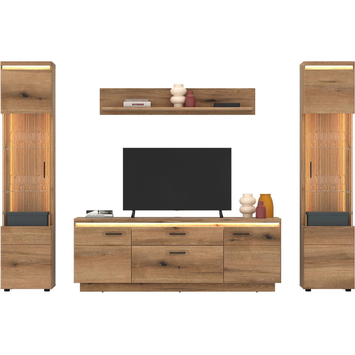 WANDREGAL Molina Eiche Dekor B: 140cm - Eichefarben, Basics, Holzwerkstoff (140/24/23,6cm)