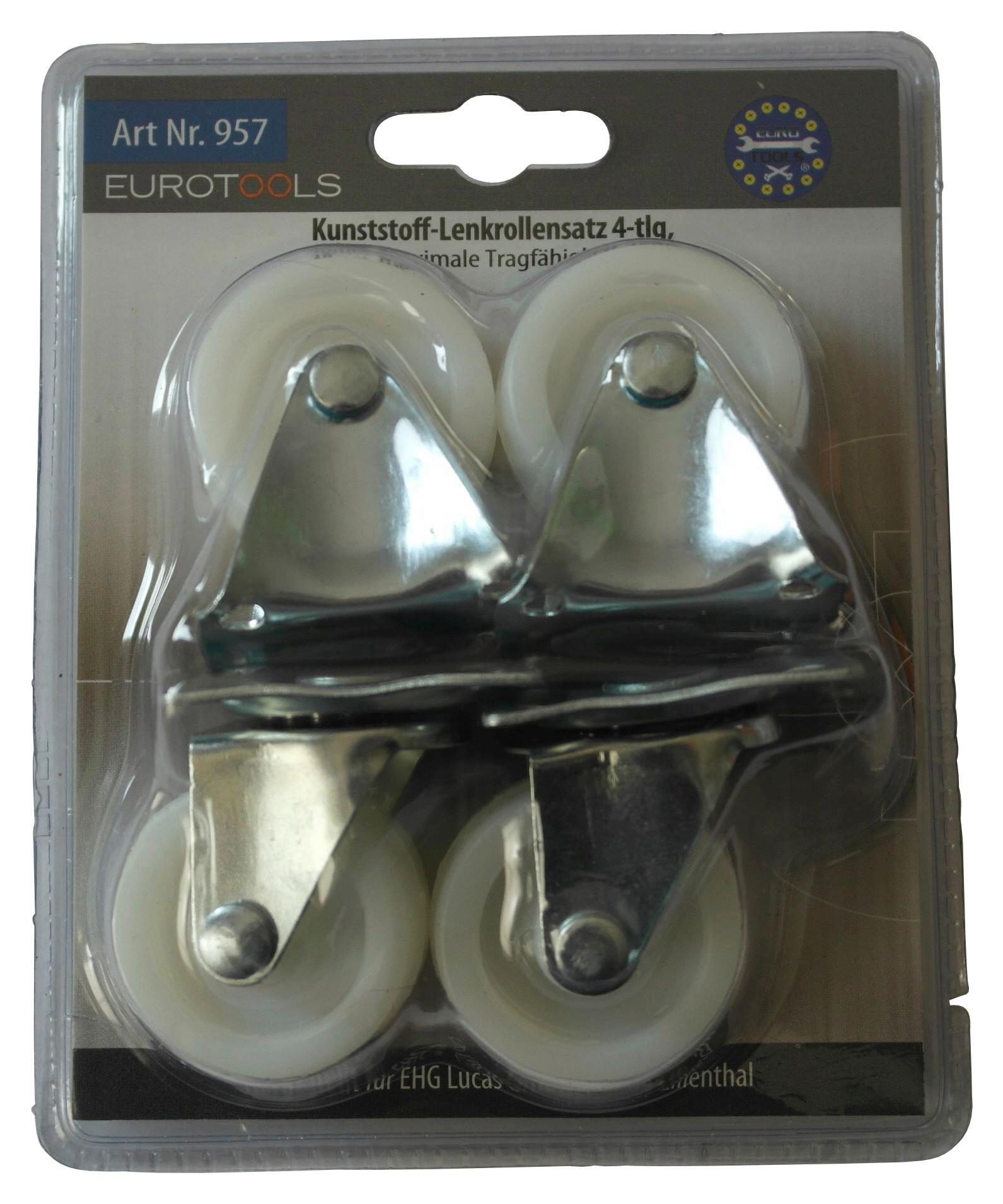 Lenkrollen Möbel Kunststoff Weiß 4 Stk. Ø 4 cm Universal - Silberfarben/Weiß, Basics, Kunststoff (4cm)
