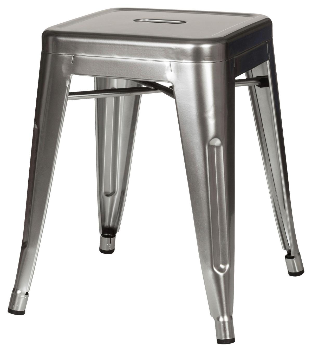 Hocker Vantaggio Stahl Platinfarben H: 46cm Stapelbar - Platinfarben, Basics, Metall (39/46/39cm) - MID.YOU