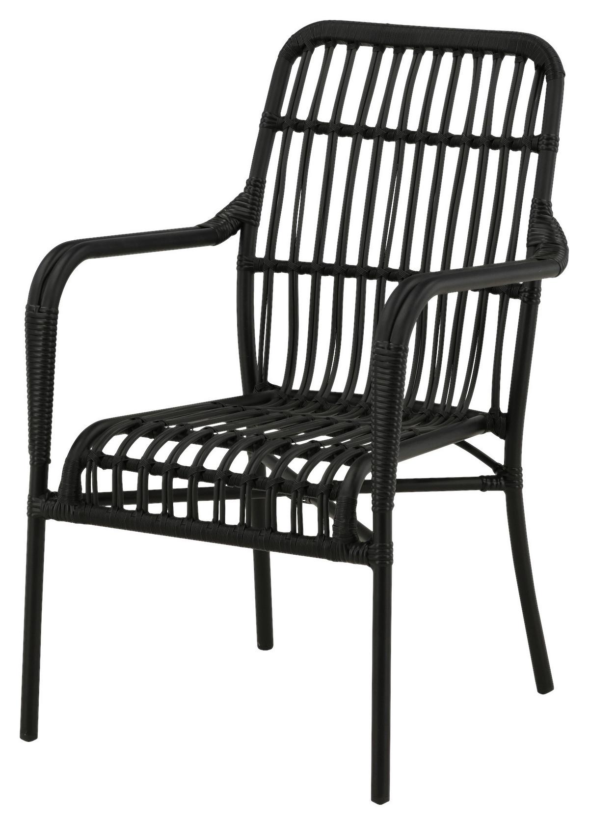 Loungesessel Rizal - Schwarz, KONVENTIONELL, Kunststoff/Metall (57/90/64cm) - Gardenson