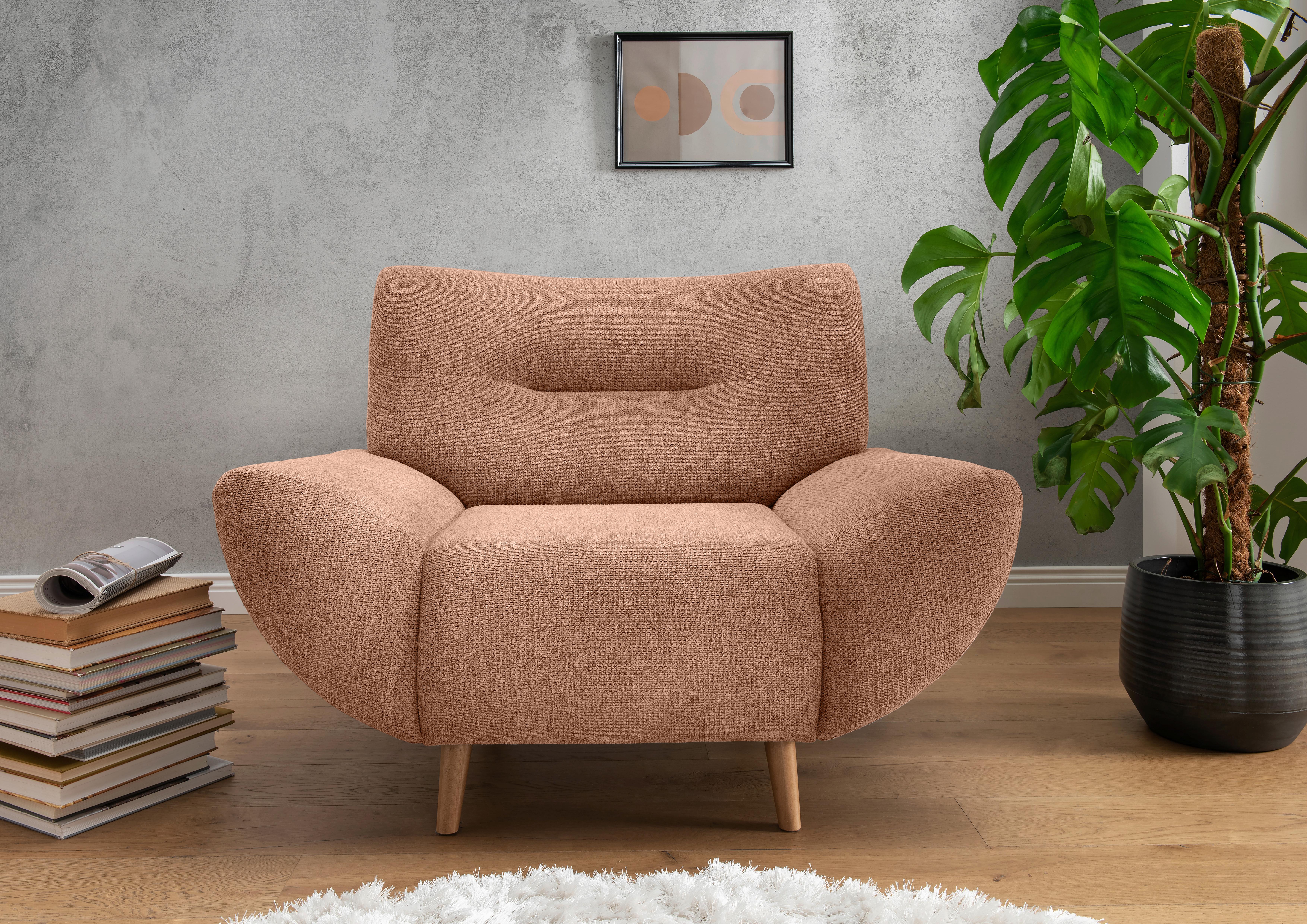 Sessel Drago Koralle B/H/T: 111/81/90 cm - Wildeiche/Koralle, MODERN, Textil (111/81/90cm) - MID.YOU