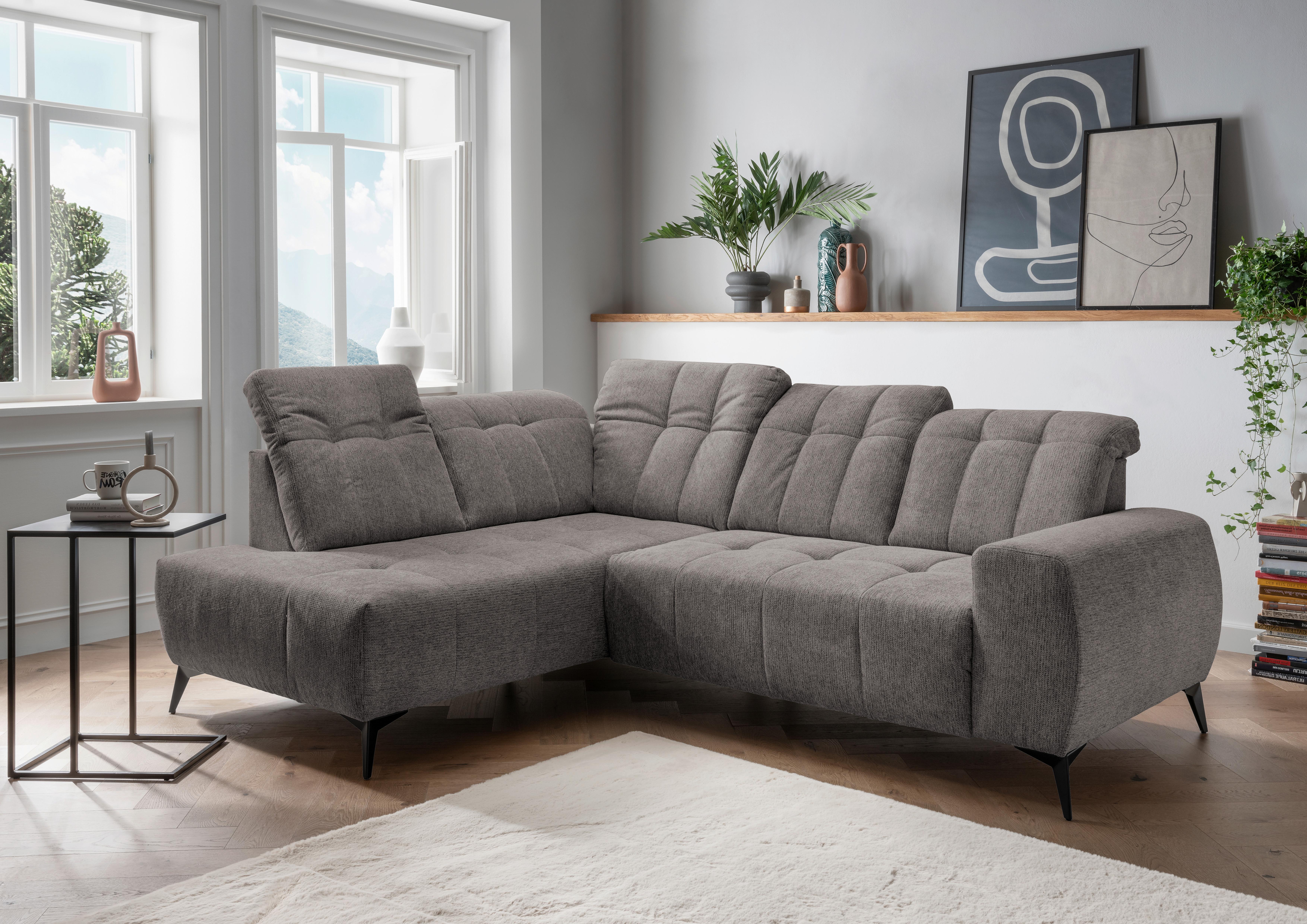 Ecksofa mit USB Anschluss Sano, Graubraun, S: 200x261 cm - Graubraun/Schwarz, MODERN, Textil (200/261cm) - Livetastic