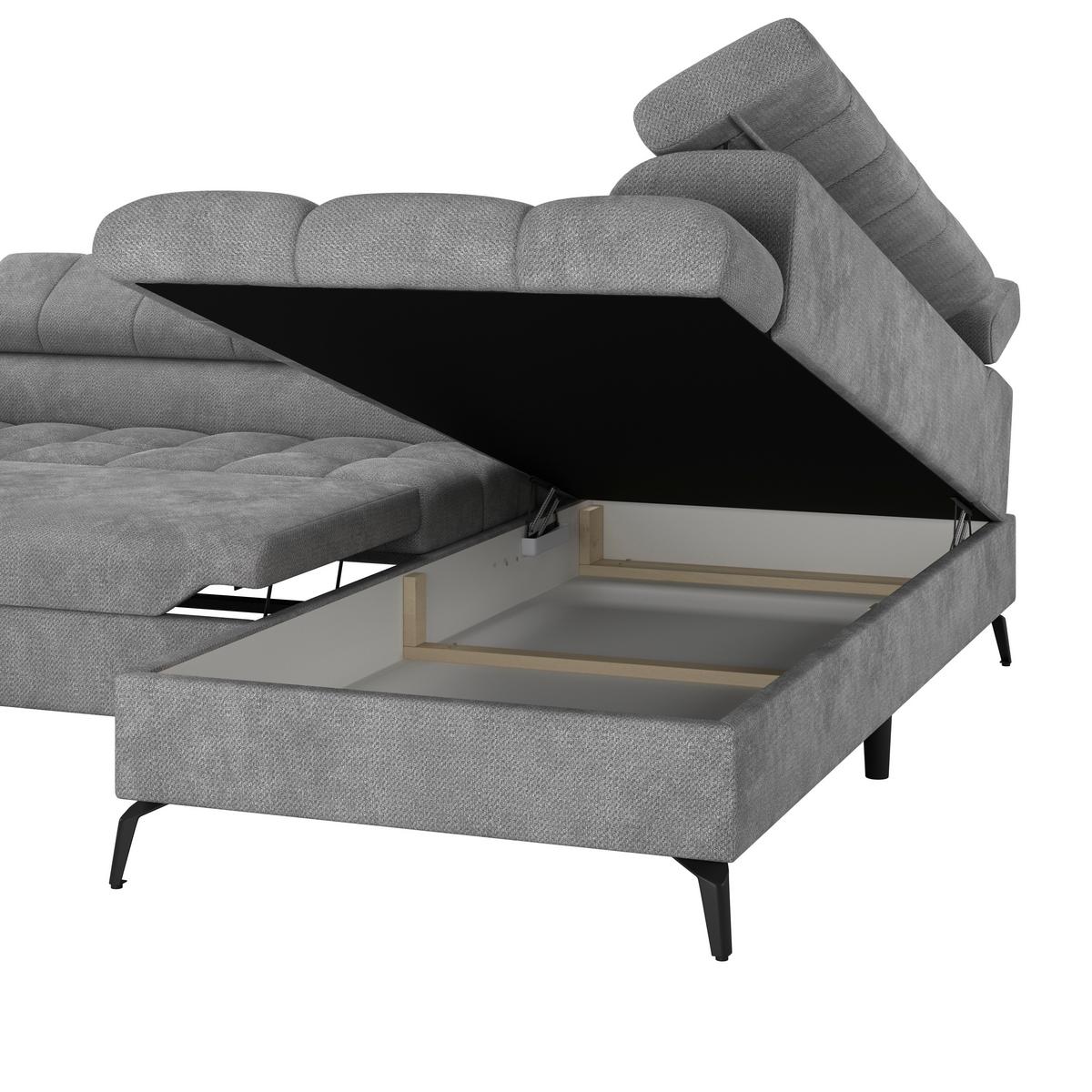 Ecksofa Volf Rechts New Grau, S: 261x203 cm - Schwarz/Grau, Trend, Kunststoff/Textil (261/203cm)