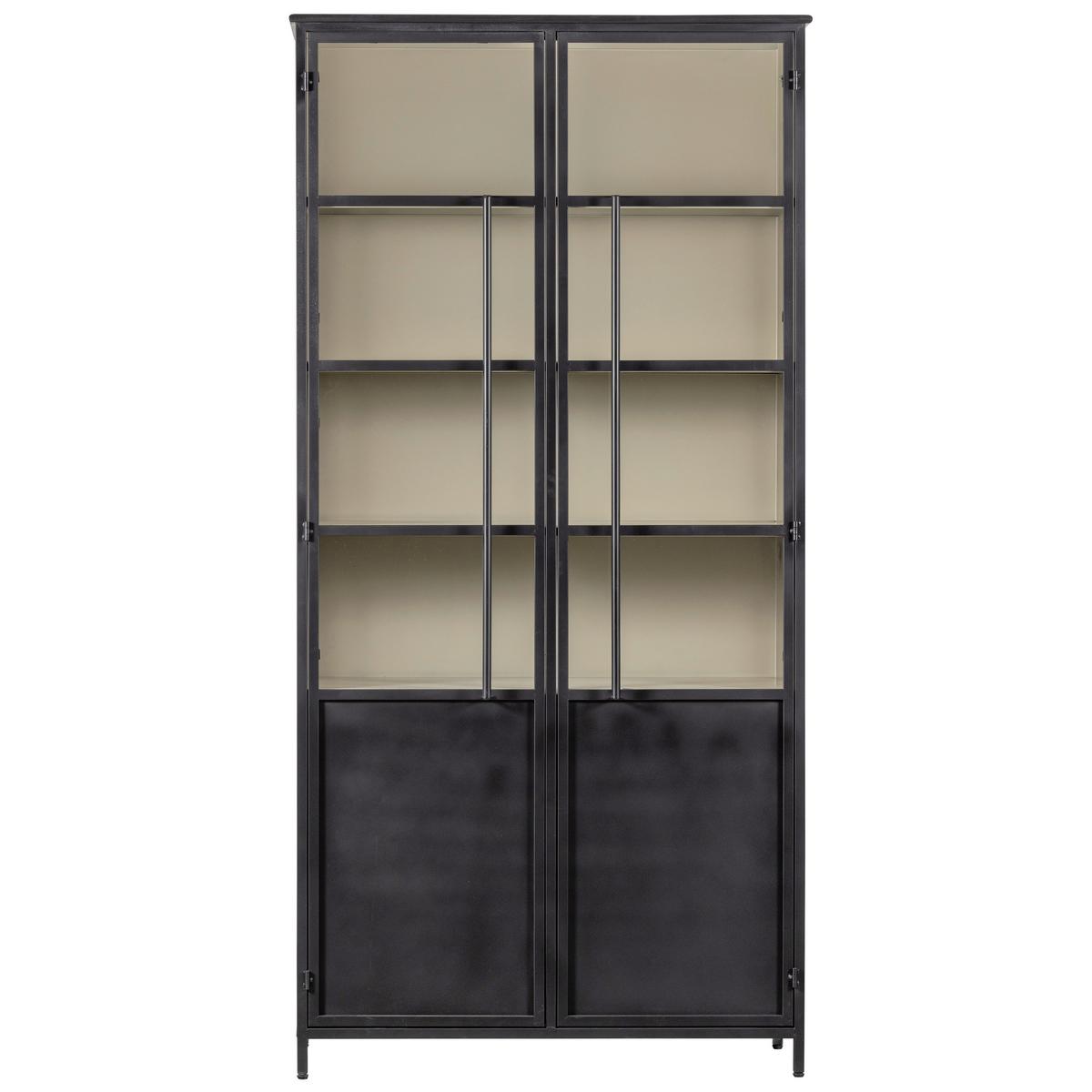 Vitrine Exhibit Schwarz B: 96 cm - Schwarz, Design, Glas/Metall (96/200/40cm) - Livetastic
