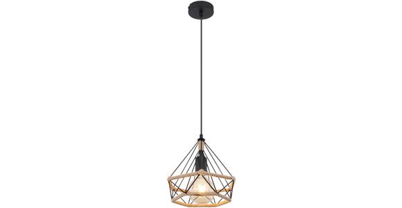 Hängeleuchte Caro H: 150 Cm 1-Flammig, Naturfaser/eisen - Schwarz/Naturfarben, ROMANTIK / LANDHAUS, Kunststoff/Textil (25/150cm) - James Wood