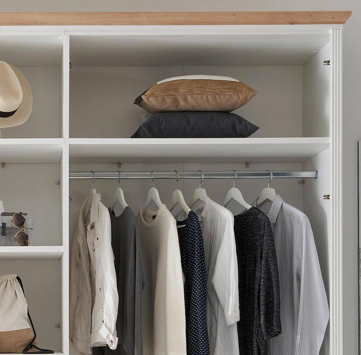 Drehtürenschrank Mit Spiegel 264cm Jasmin, Weiß - Weiß/Eiche Artisan, LIFESTYLE, Holzwerkstoff (264/220/64cm)