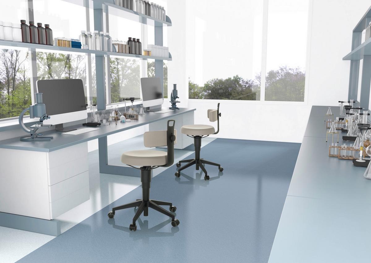 Bürohocker Top Work Flex - Schwarz/Grau, Basics, Kunststoff/Textil (40/74-86/46cm) - MID.YOU