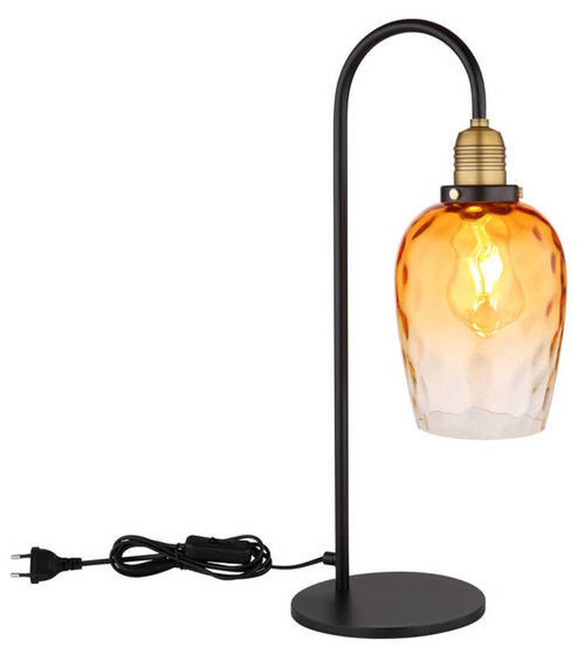 Asztali Lámpa 15786t - fekete/sárgaréz, Basics, Üveg/fém (24,5/18/55cm) - Globo