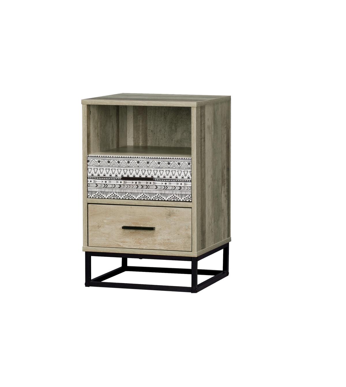 Nachttisch Graubraun/Multico. B: 39,5 cm - Graubraun/Multicolor, Design, Holzwerkstoff/Metall (39,5/62/38cm) - Livetastic