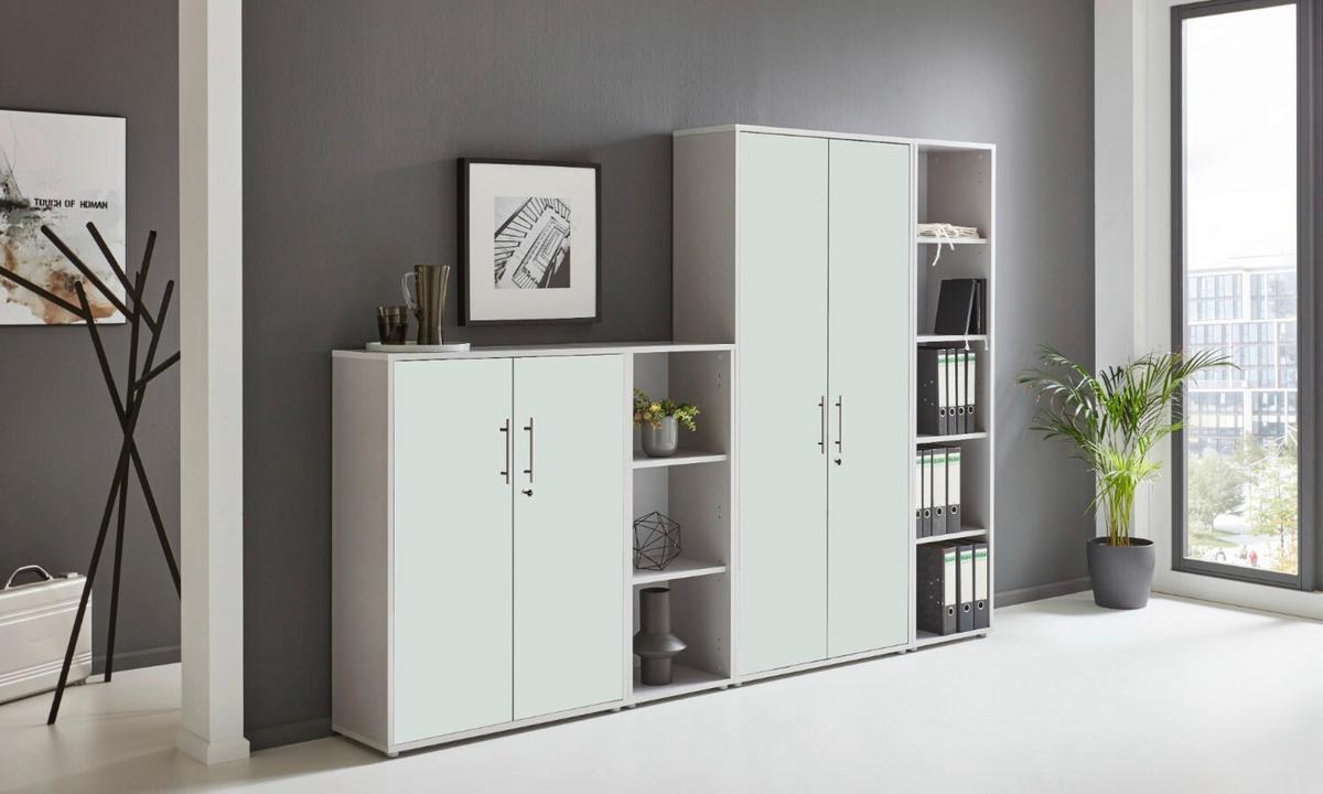 Büro Office Edition Grau/weiß - Weiß/Grau, MODERN, Holzwerkstoff/Metall - MID.YOU