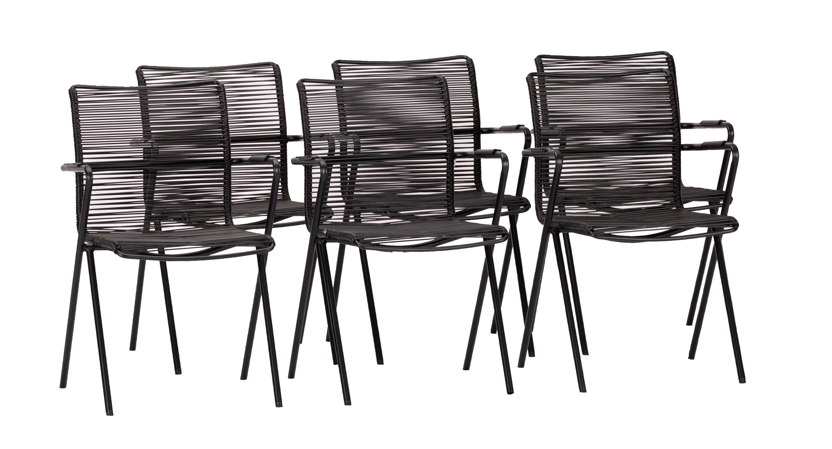 Gartensessel-set 6-tlg. Stapelbar Alpha Rope Aluminium - Anthrazit/Schwarz, Basics, Kunststoff/Metall (55/57/83cm) - Acamp